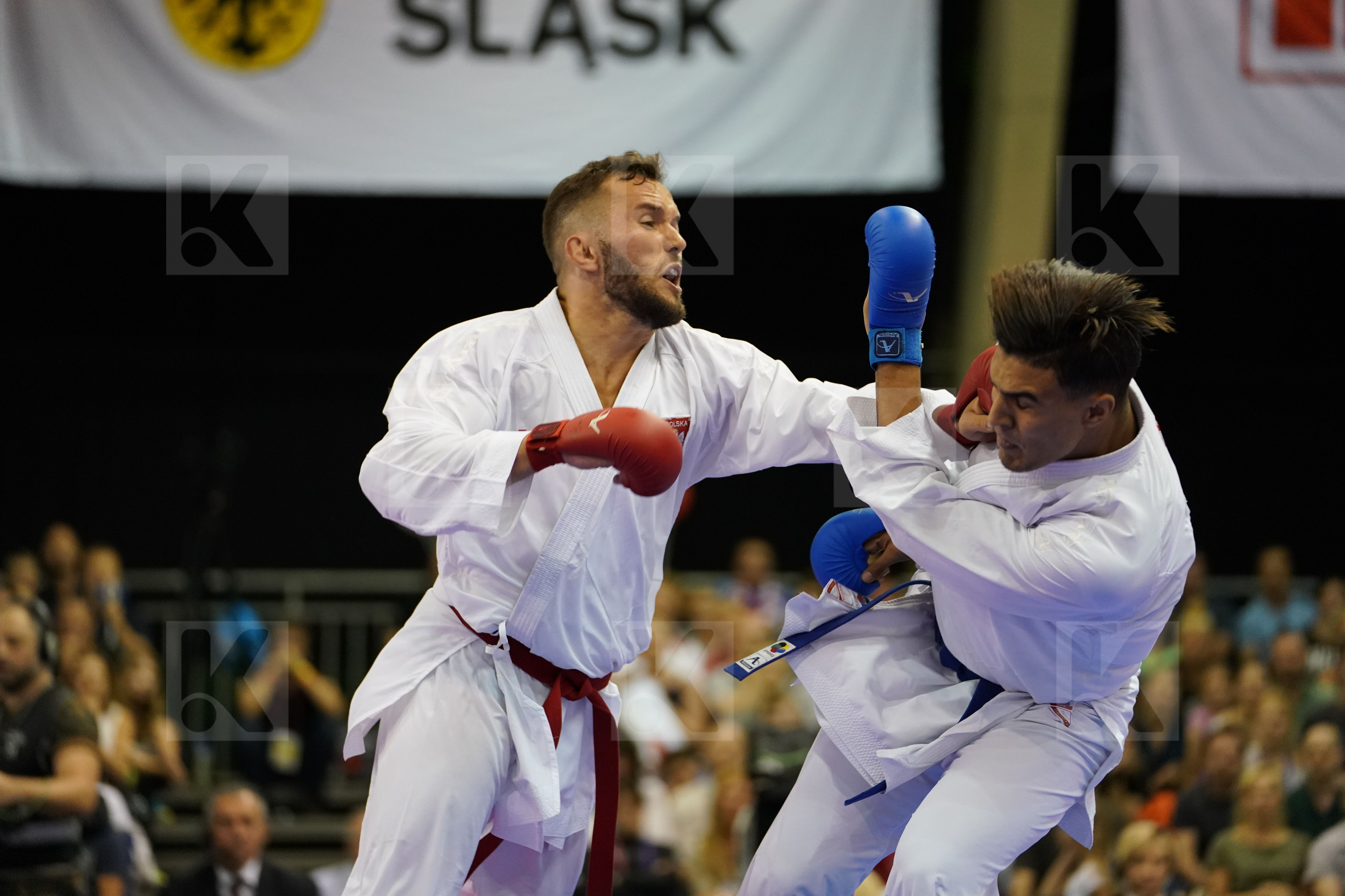Babos Michal bronze match Male Kumite +84kg Morrocco Ouchen Achraf Poland